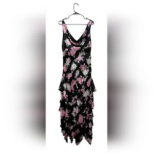 City Studio Floral Black and Pink Dress